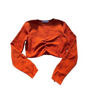 Burnt Orange Zara Long Sleeve Crop Top
